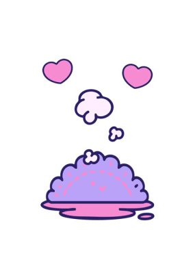 Buharda pişen sıcak Japon hamur işi atıştırmalığının dönen kalpleri canlandırması