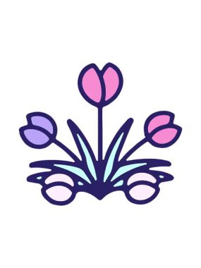 Karikatür lale çiçek tasarımının dönen hareketli animasyonu