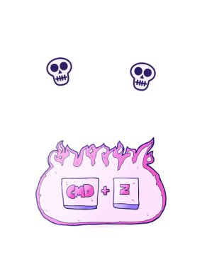 freehand çizilmiş çizgi film komut Z fonksiyonunun kafatası animasyonu