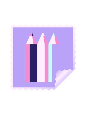 Renkli kalemlerin hareketli animasyonu grafik kare çıkartma damgası