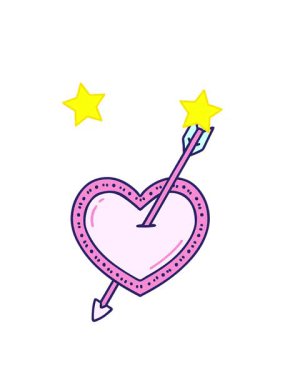 dönen yıldızlar geleneksel bir ok ve kalp şeklinde dövme animasyonu