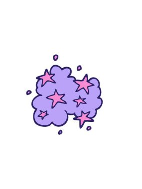 Çizgi film karalamalarının yatay titreşimli animasyonu büyülü bulut