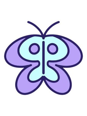 Basit ve sevimli kelebek çiziminin canlandırma efektini göster