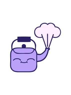 Tatlı çizgi film buharlı su ısıtıcısının dönen hareketli animasyonu