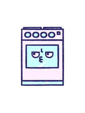 Bir fırın tebeşir çiziminin pixelize etkisi canlandırması