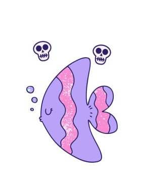 eğlenceli karikatür balıklarının kafatası animasyonları