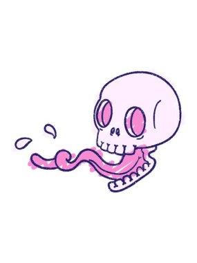 Korkutucu Kafatası Tebeşiri Çiziminin basınçlı animasyonu