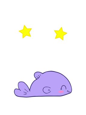 spinning stars animation of cartoon of fish