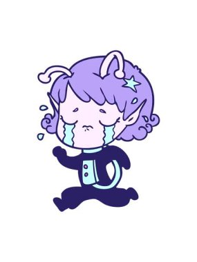 Ağlayan uzaylı kız çizgi filminin animasyonunu durdurup duraklat