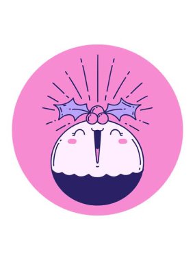 Dövme stili bir ikonun Noel pudingi şakıyan bir animasyonu.