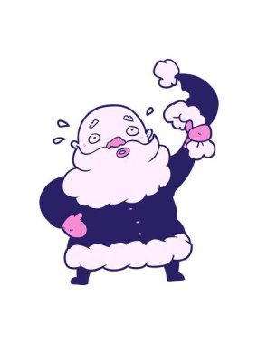 Çizgi film Noel Baba 'nın şapkasını salladığı bir animasyon.