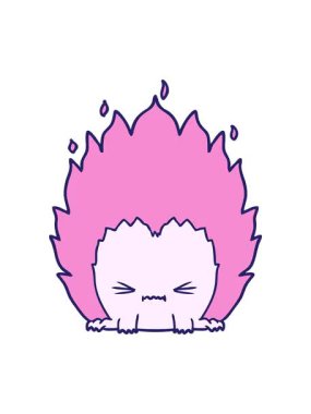 pixelize effect animation of cartoon fire creature