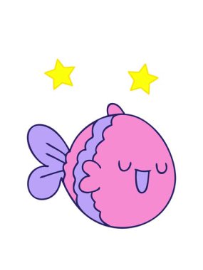 dönen yıldız çizgi film balıklarının animasyonu