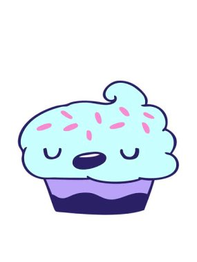 Çizgi film çizimlerinin hareketli animasyonları, sevimli bir kekin kawaii 'si.