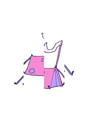 Karikatür geleneksel çadırının bölünmüş hareket animasyonu