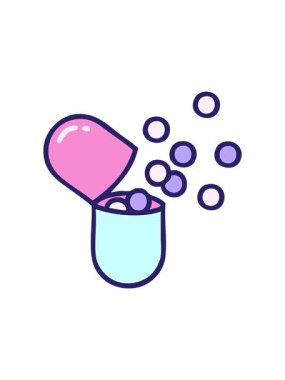 Retro Dövme Biçiminin radyoaktif parlayan animasyonu açık tıbbi kapsül hapları patlattı