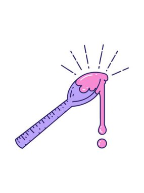 Geleneksel bir kaşık bal dövmesi çiziminin dönen hareket animasyonu