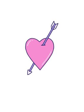 Bir ok ve kalbin ikonik dövme stili karikatürünün yükselişi ve yüzüşü