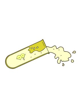 Çizgi film test tüpünün dökülmesinin renk animasyonu değişiyor