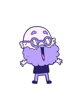 Çizgi film karakteri sakallı neşeli adamın hareketli animasyonu.