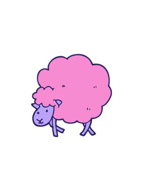 Bir çizgi film koyununun gösterişli satış animasyonu