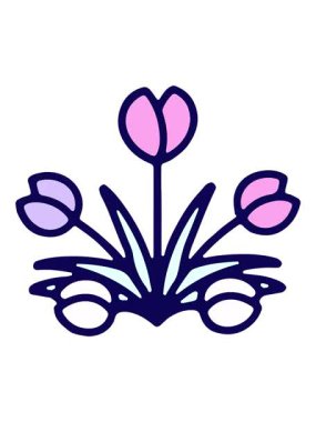 neon ışık efekti çizgi film lale çiçeği tasarımının animasyonu