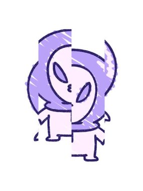 Tatlı Uzaylı Tebeşiri Çiziminin bölünmüş hareket animasyonu