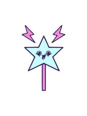 Sihirli bir değneğin çizgi filminin dönen hareketi.