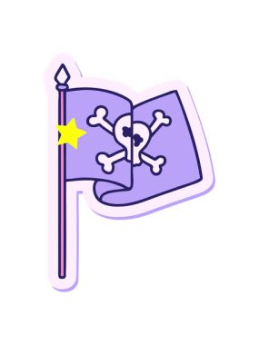 Parıldayan yıldızlar, dövme çıkartmasının geleneksel bir korsan bayrağı tarzında canlandırılmasını etkiler.