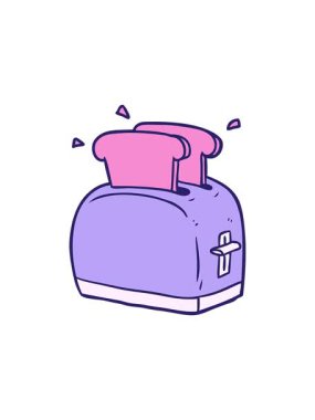 Çizgi filmdeki ekmek kızartma makinesinin hareketli animasyonu