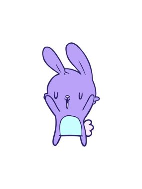 Tatlı çizgi film karalama tavşanının dönen hareketli animasyonu