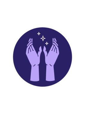 İkonik dövme stili mistik ellerin radyoaktif parlayan animasyonu