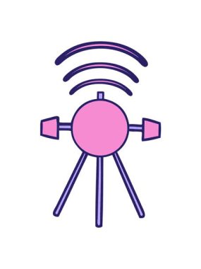 Bir uydunun sevimli karikatürünün titreşimli hareketi