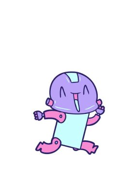 Çizgi film android çiziminin yükseliş ve yüzme animasyonu