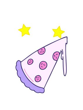 dönen yıldız animasyonu el çizimi tuhaf bir pizza dilimi.