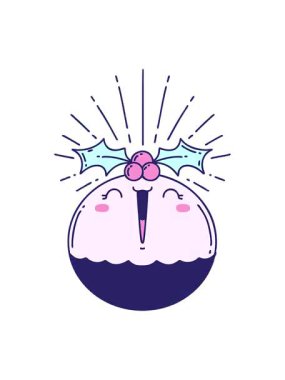 Geleneksel dövme stili Noel pudinginin çiziminin canlandırma efekti