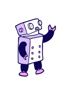 Garip bir çizgi film robotunun neon ışık efekti animasyonu