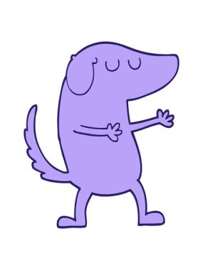 El çizimi çizgi film tarzının animasyonunu salla ve durdur mutlu köpek.