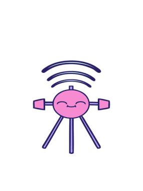 Uydu tasarımının sevimli çizgi filminin hareketli animasyonu