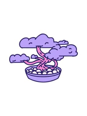 Geleneksel Japon bonsai ağacının hareketli animasyonu