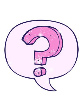 Çizgi film soru işaretinin canlandırma efekti konuşma baloncuğu ile retro doku biçiminde