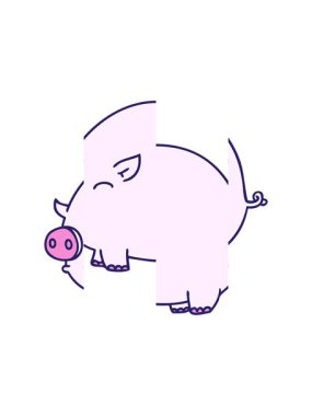 El yapımı çizgi film domuzunun bölünmüş hareket animasyonu