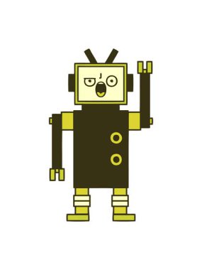 Kızgın bir robotun sevimli çizgi filminin renkli animasyonunu değiştirmek