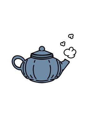 Japon seramik çay demliği illüstrasyonunun hareketli animasyonu