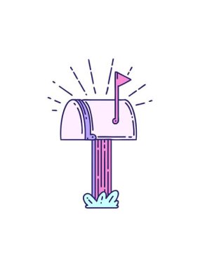 Geleneksel dövme stili kapalı posta kutusunun döndürme hareketi canlandırması