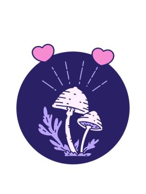 Dövme stili mantar karalamalarının dönen kalp animasyonu