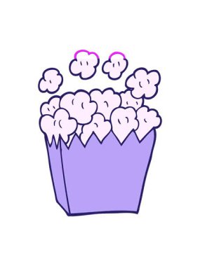 Çizgi film çizgi filmlerinin animasyonunu canlandırın. Patlamış mısır.