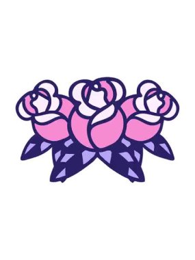 Geleneksel bir çiçek buketi şeklinde titreyen bir dövmenin animasyonu