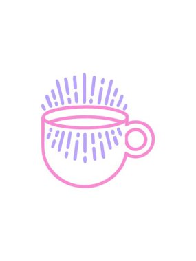 Siyah çizgili kahve ikonu şeklinde dövmenin radyoaktif parlayan animasyonu