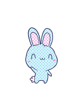 Dikkat çekici bir çizgi film karakteri, el sallayan tavşan.